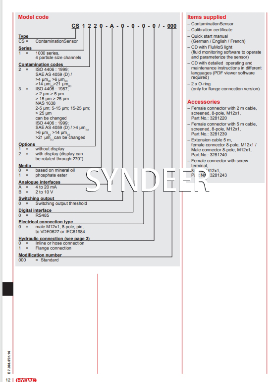 Hydac CS  laser particle detector